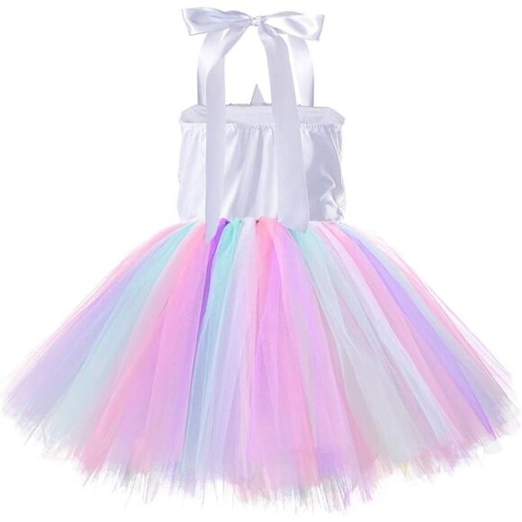 Unicorn Costume Sequin Rainbow Tulle Dress – Size 6T - Picture 2 of 11